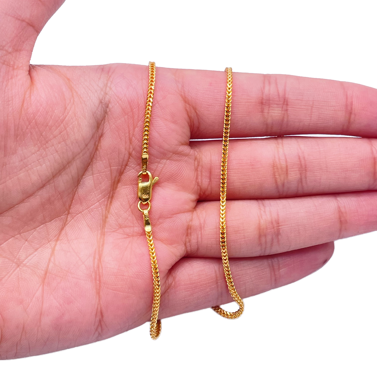 22kt geelgouden massieve Foxtail ketting 18'' inch 1,6mm breed