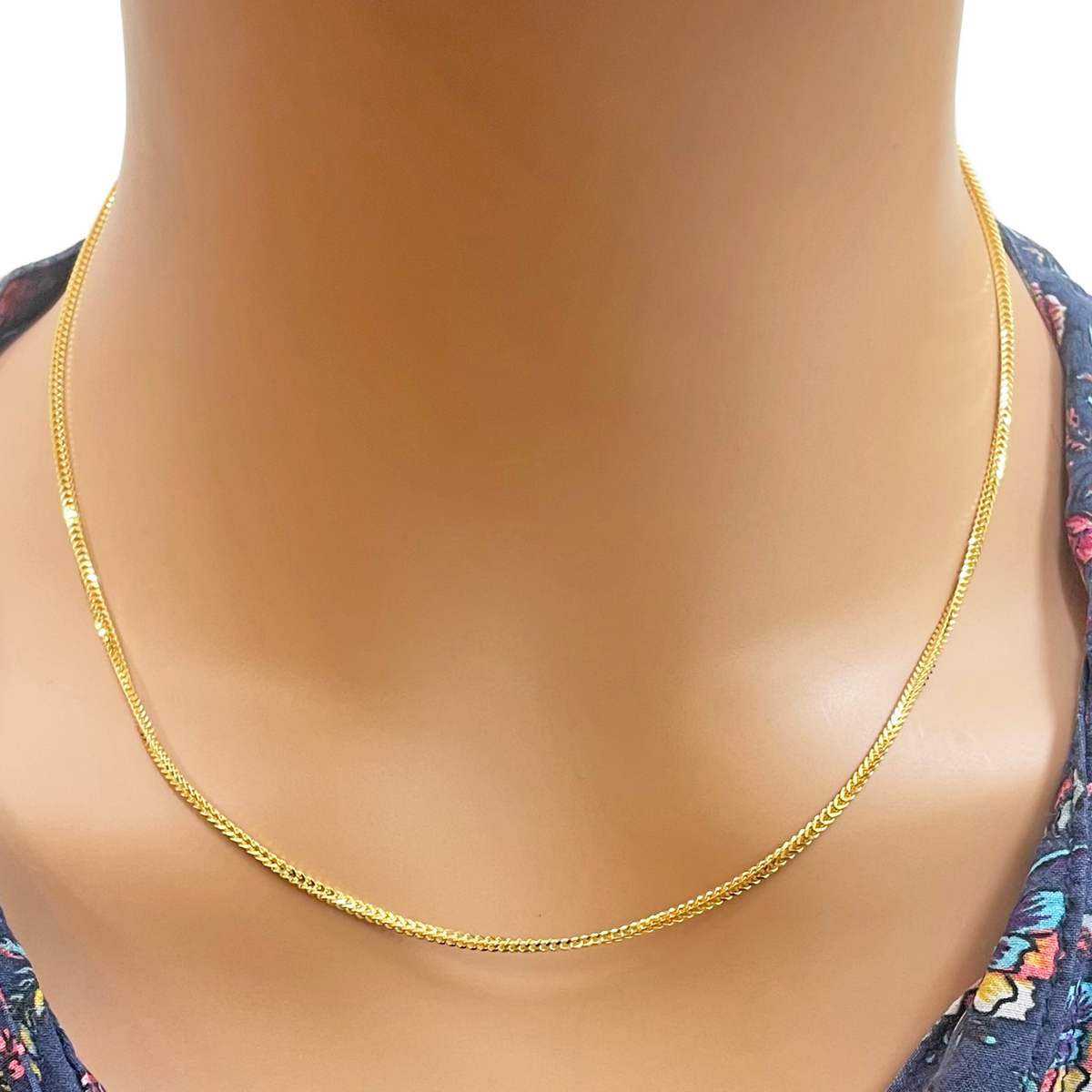 22kt geelgouden massieve Foxtail ketting 18'' inch 1,6mm breed