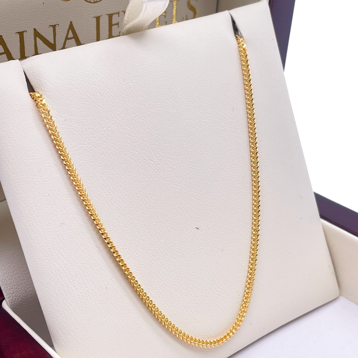 22kt geelgouden massieve Foxtail ketting 18'' inch 1,6mm breed