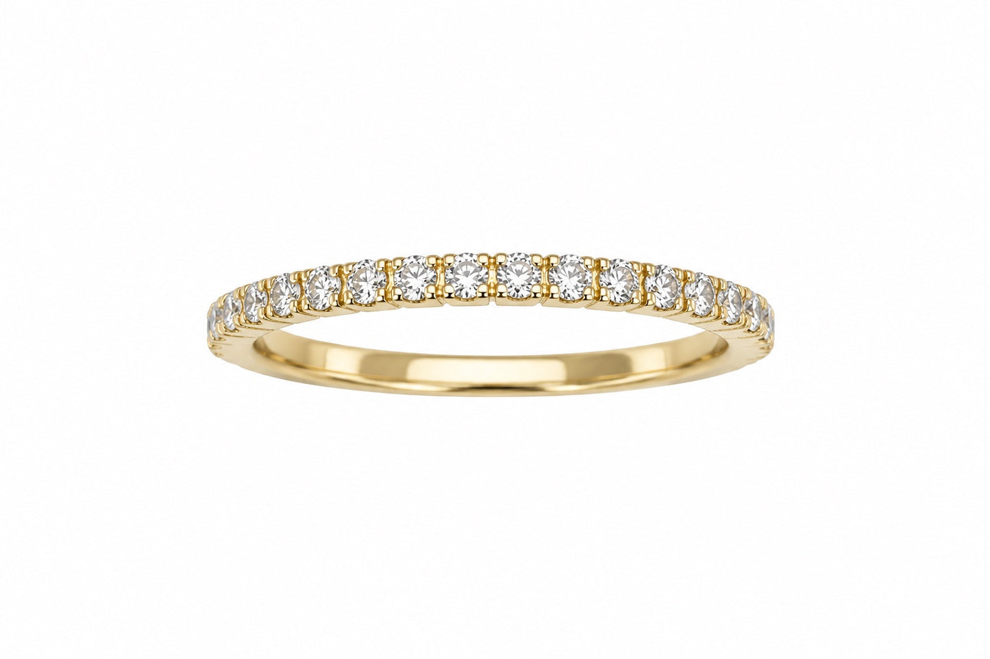 18ct Yellow Gold Round Diamond Half Eternity Band Claw Set 0.26ct