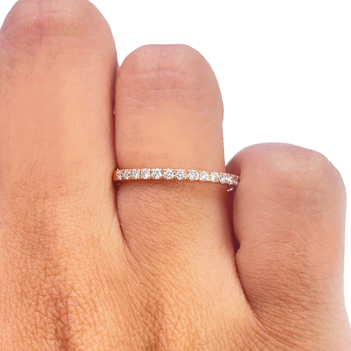 18ct Rose Gold Natural Diamond Half Eternity Ring Claw Set 0.26ct