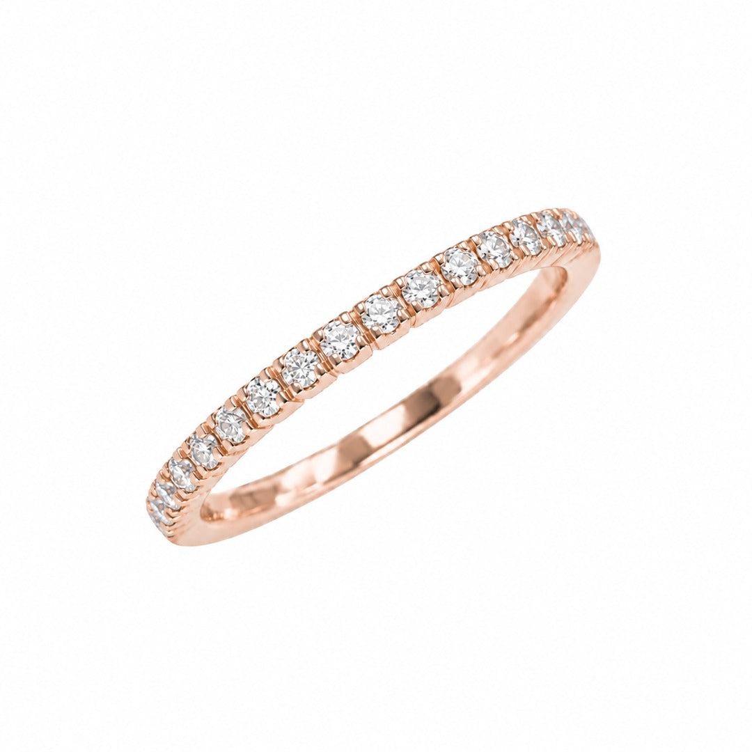 18ct Rose Gold Natural Diamond Half Eternity Ring Claw Set 0.26ct