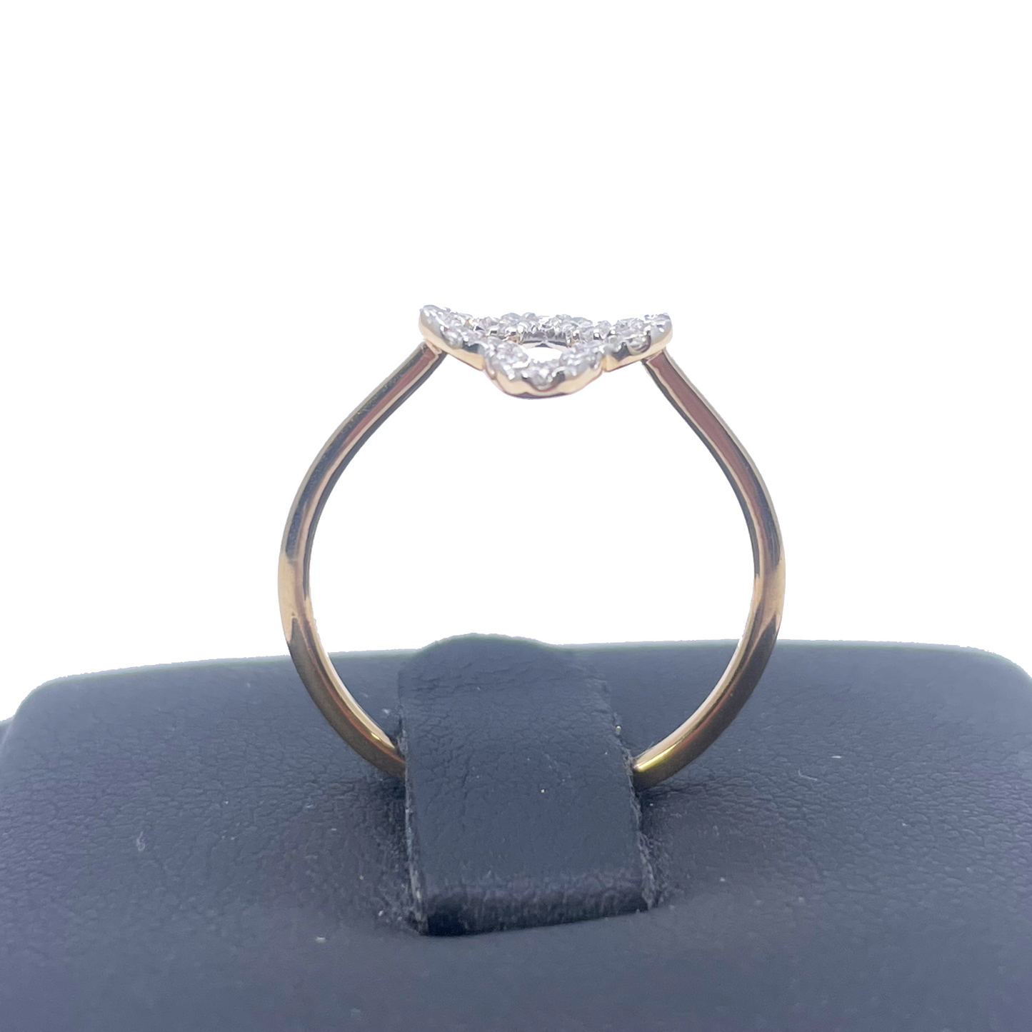 18kt geelgouden diamanten klaver/bloemvormige ring 0,18ct