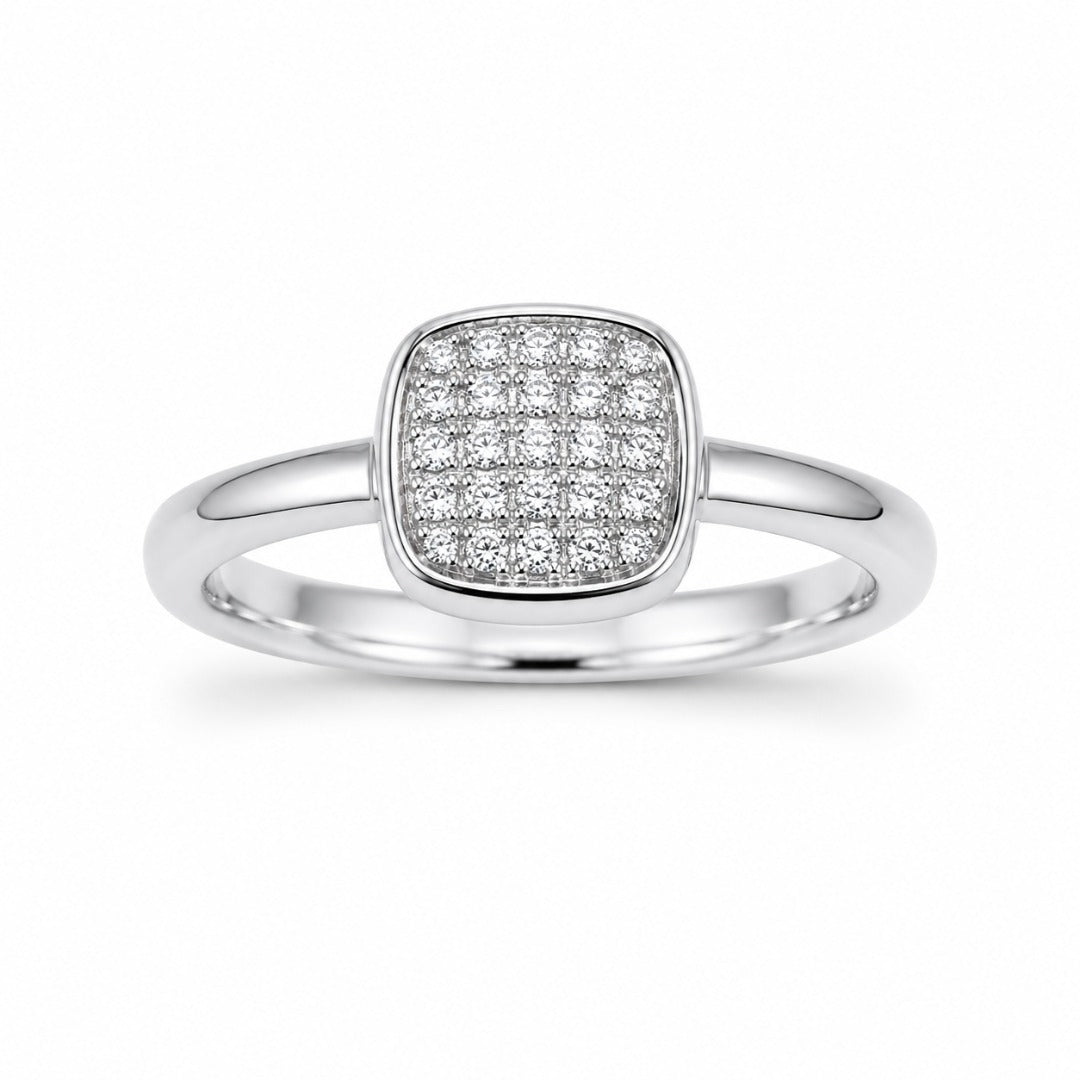 18ct White Gold Natural Diamond Square Cluster Ring 0.15ct