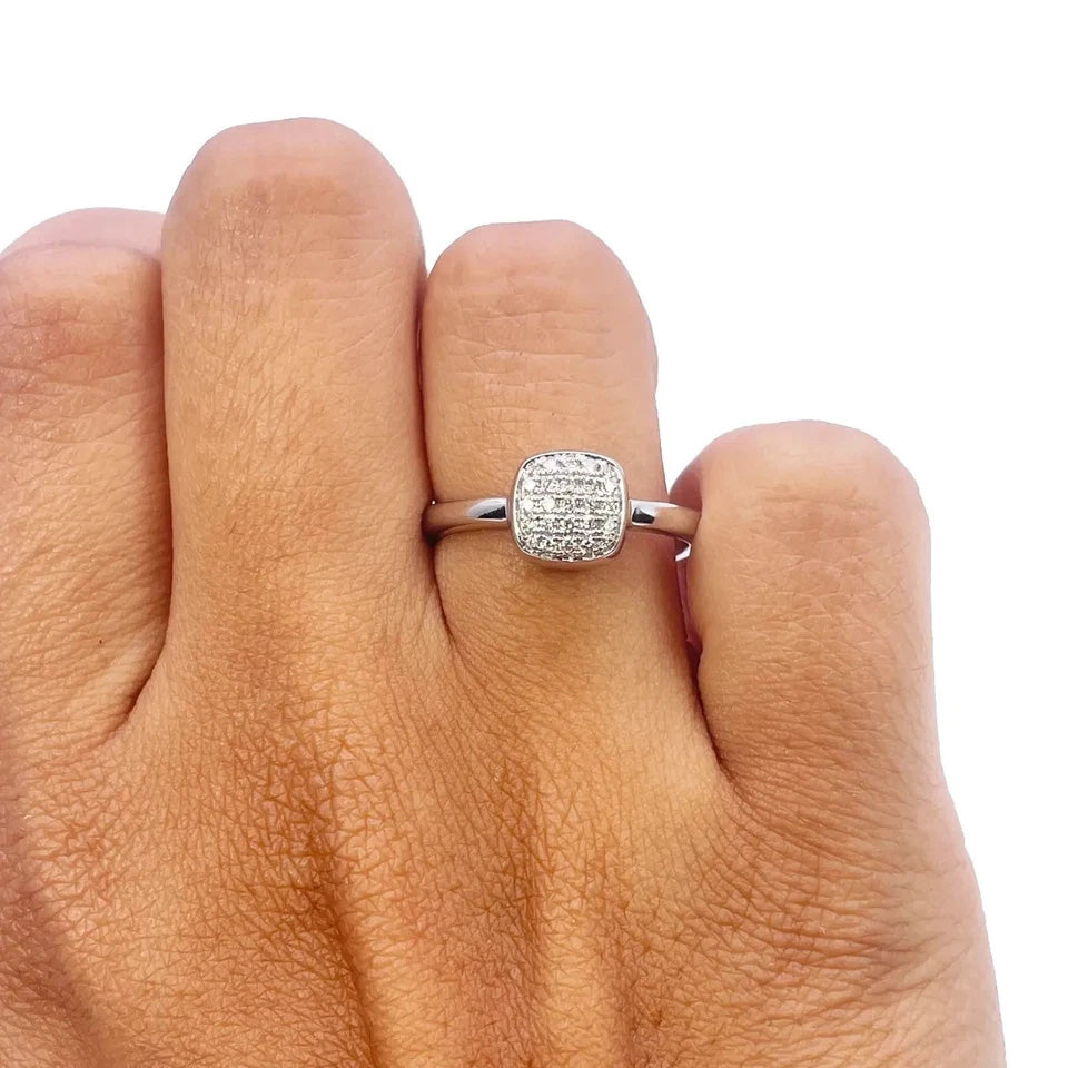 18ct White Gold Natural Diamond Square Cluster Ring 0.15ct