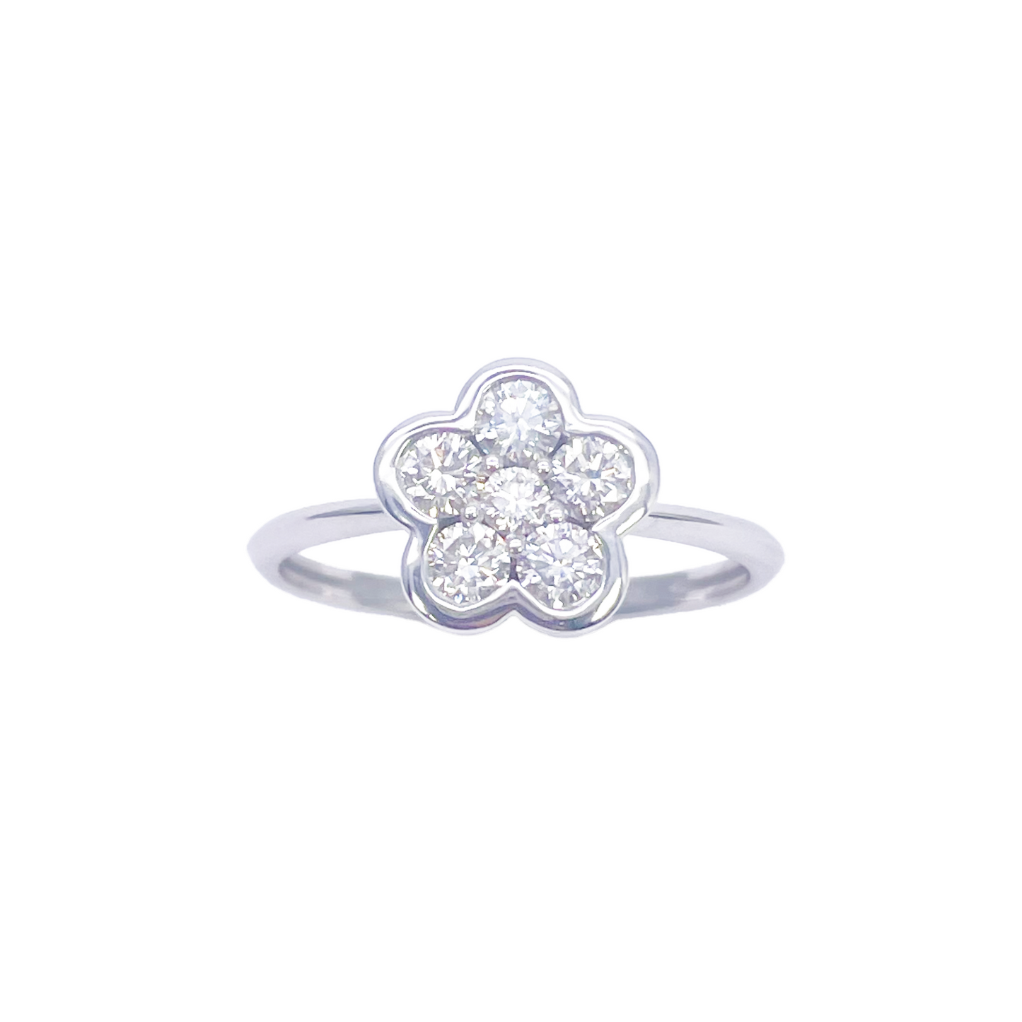 18kt witgouden elegante bloemrijke diamanten ring 0,46ct