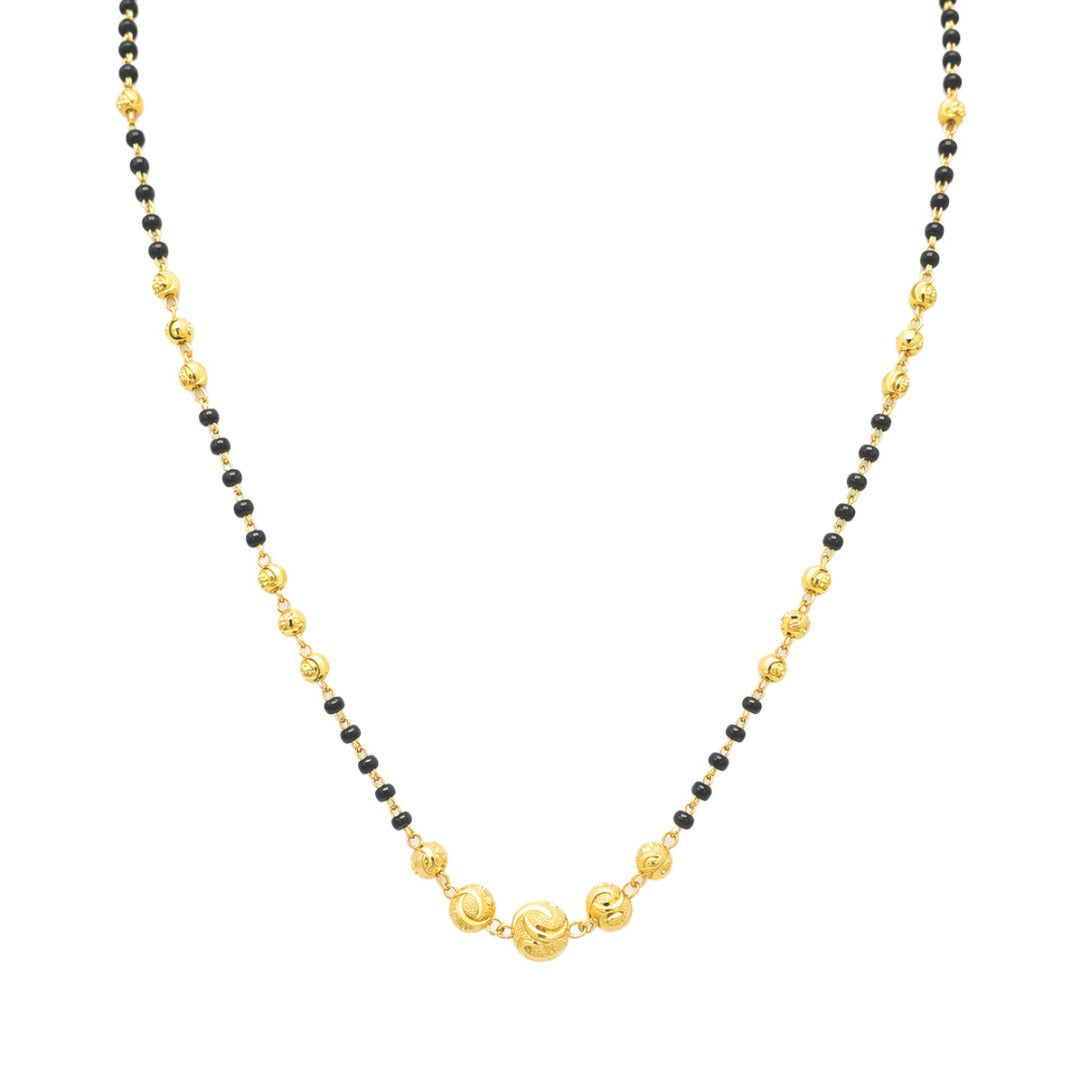 22kt geelgouden mangalsutra ketting met diamantgeslepen kralen, 18,5 inch
