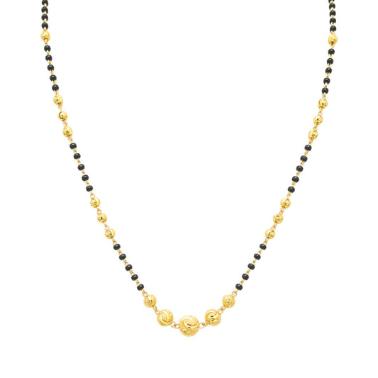22kt geelgouden mangalsutra ketting met diamantgeslepen kralen, 18,5 inch