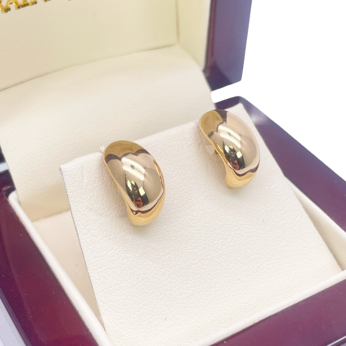 18kt geelgouden hoogglanzende minimalistische chique oorbellen