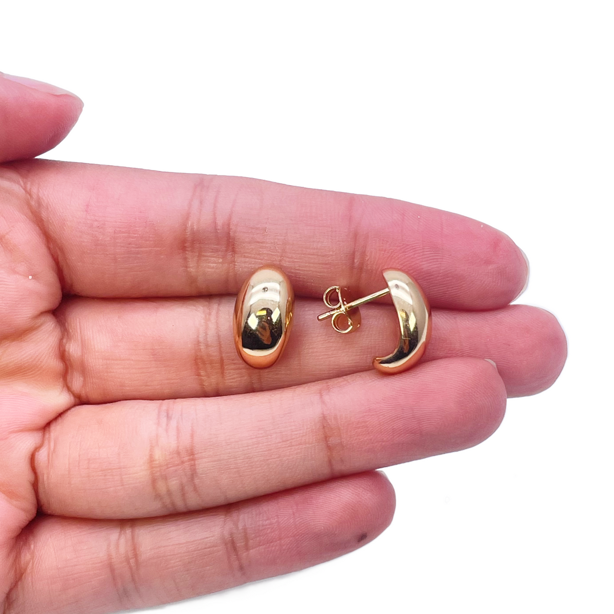 18kt geelgouden hoogglanzende minimalistische chique oorbellen