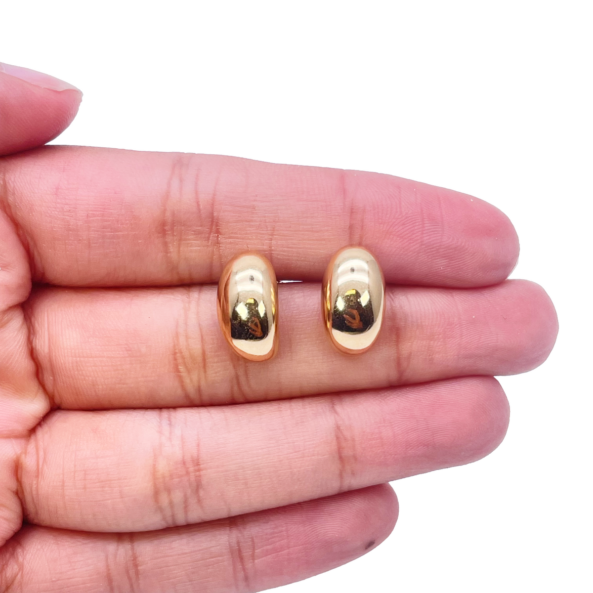 18kt geelgouden hoogglanzende minimalistische chique oorbellen