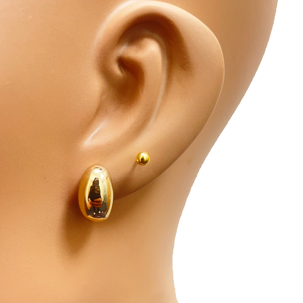 18kt geelgouden hoogglanzende minimalistische chique oorbellen