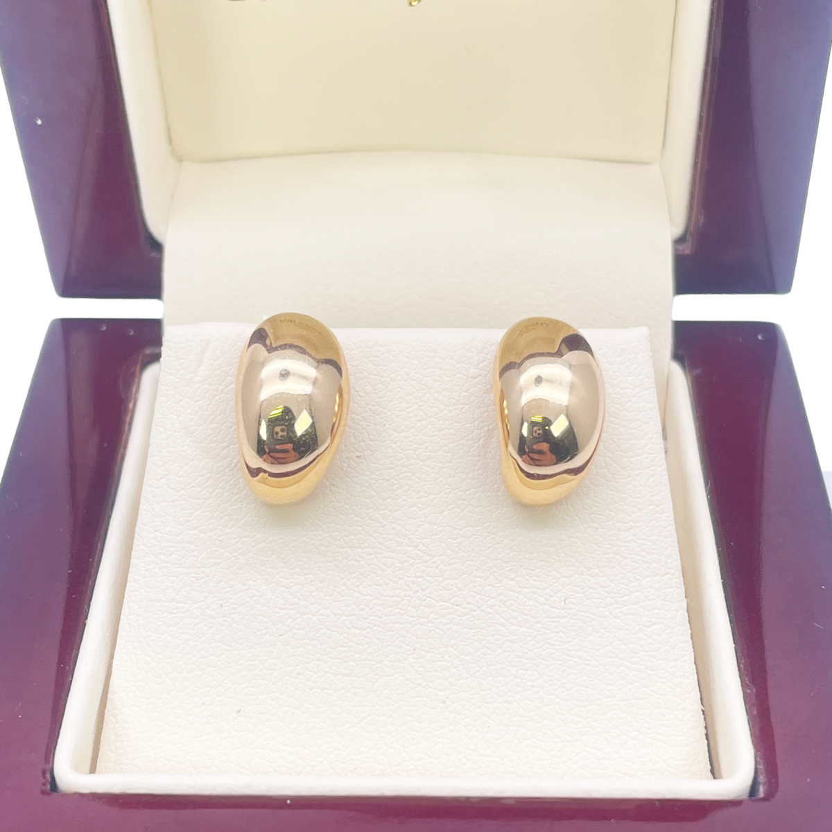 18kt geelgouden hoogglanzende minimalistische chique oorbellen