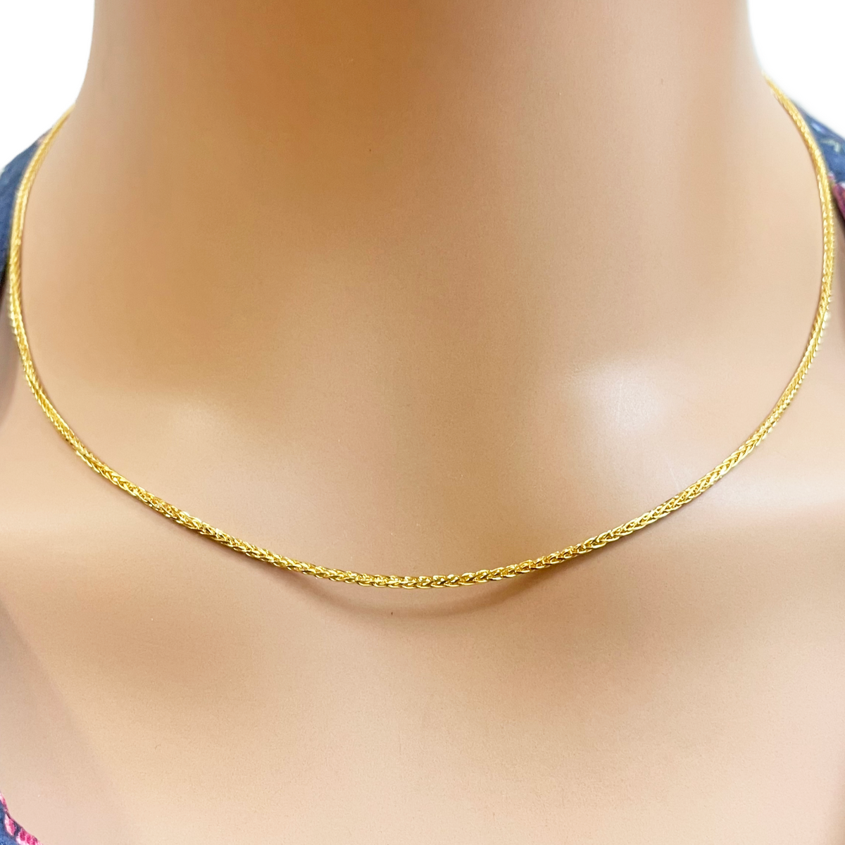22kt geelgouden Spiga ketting 18 inch 1,4mm breedte