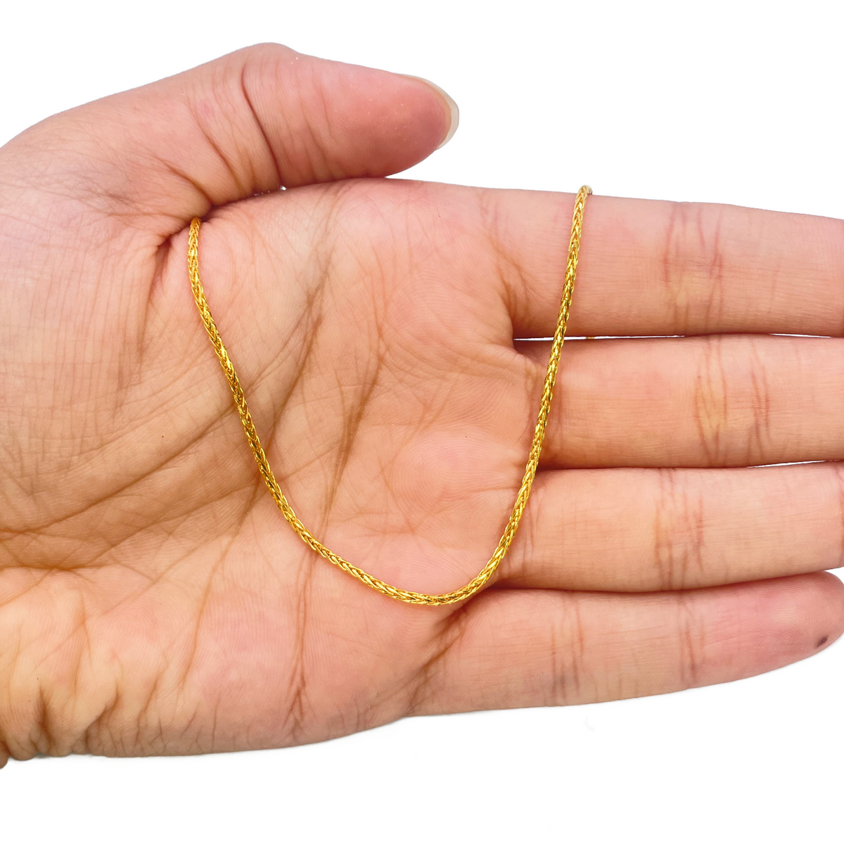 22kt geelgouden Spiga ketting 18 inch 1,4mm breedte