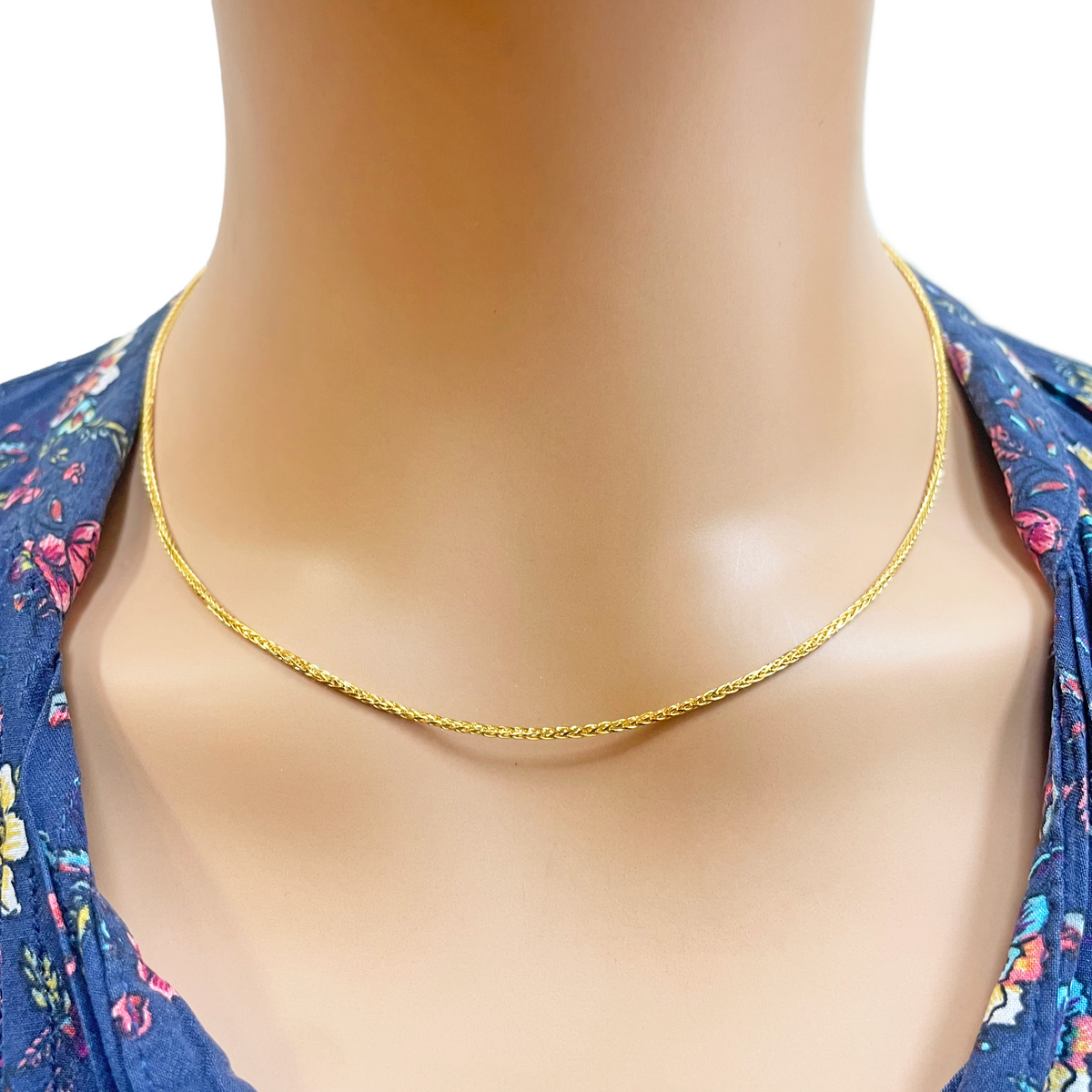 22kt geelgouden Spiga ketting 18 inch 1,4mm breedte