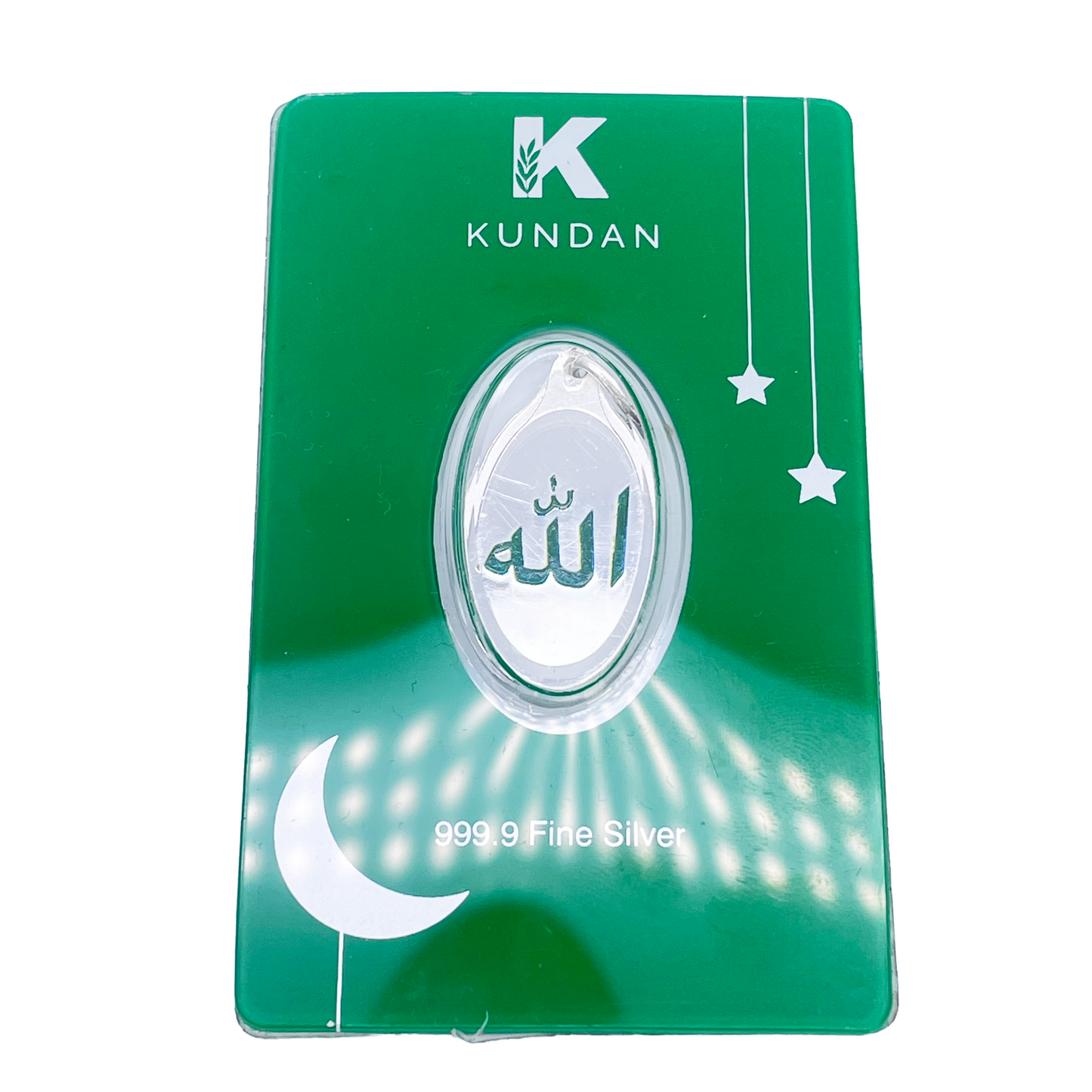 999,9 puur zilver 5 gram groene gekleurde Allah hanger verzegelde verpakking