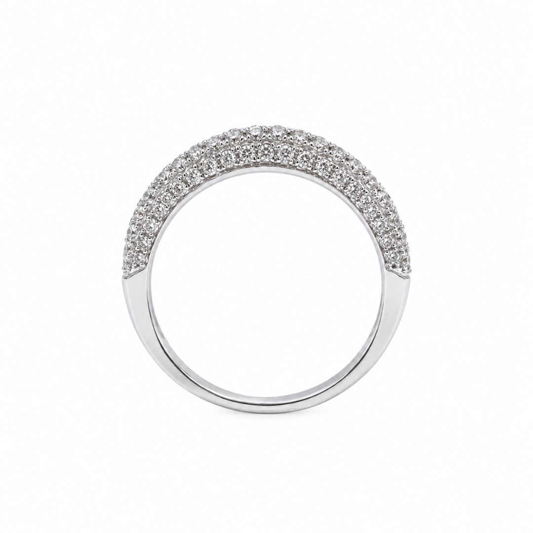 18ct White Gold Natural Diamond Dome Pave Wedding Ring 0.55ct