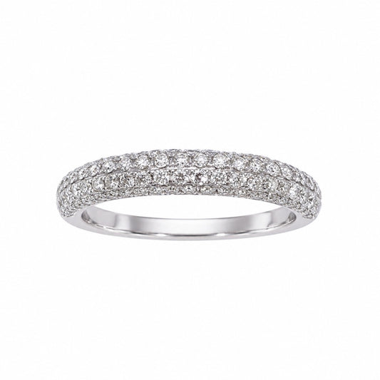 18ct White Gold Natural Diamond Dome Pave Wedding Ring 0.55ct