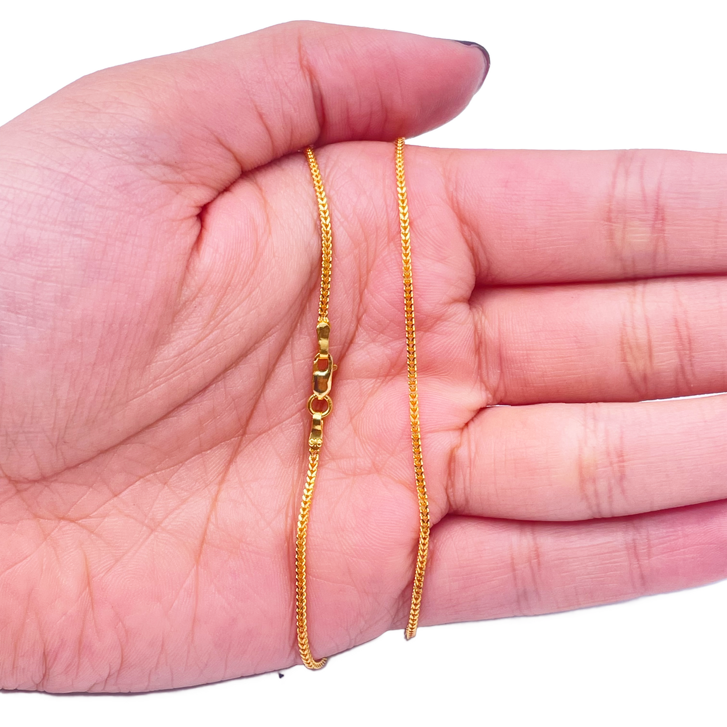22kt geelgouden massieve foxtail-ketting, 16 inch, breedte 1,2 mm