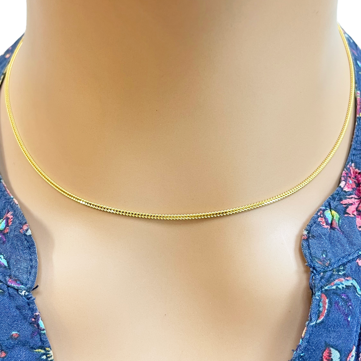 22kt geelgouden massieve foxtail-ketting, 16 inch, breedte 1,2 mm