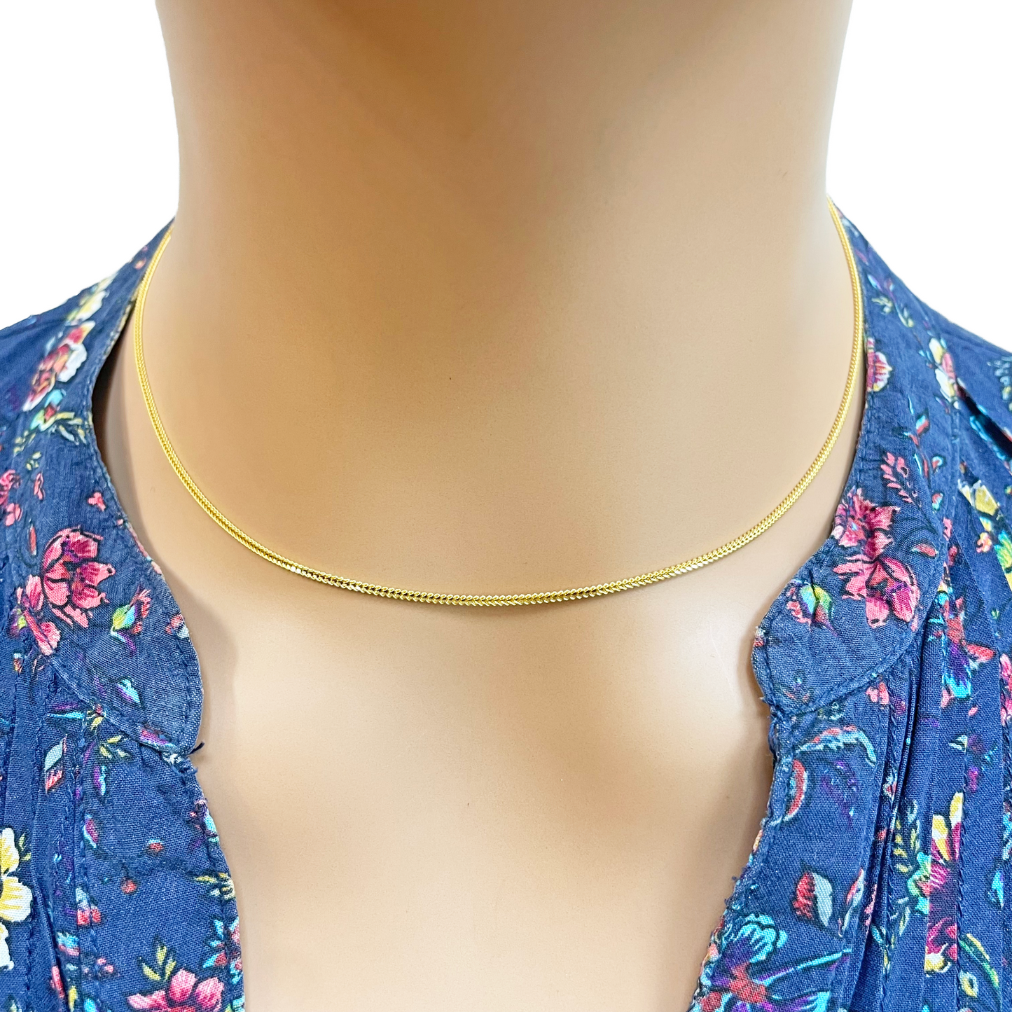 22kt geelgouden massieve foxtail-ketting, 16 inch, breedte 1,2 mm