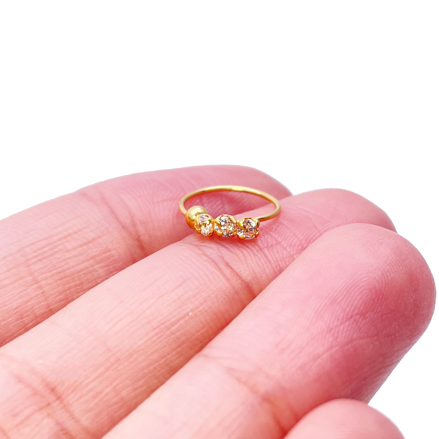 22kt geelgouden mooie kleine oorring/neusring met huggie, 8,4 mm diameter