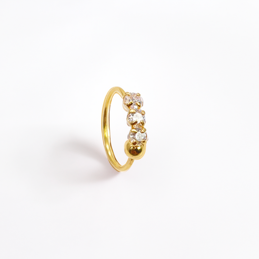 22kt geelgouden mooie kleine oorring/neusring met huggie, 8,4 mm diameter