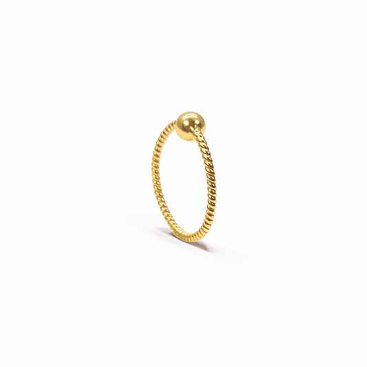 22kt geelgouden kleine touwachtige fijne neusring, diameter 8 mm