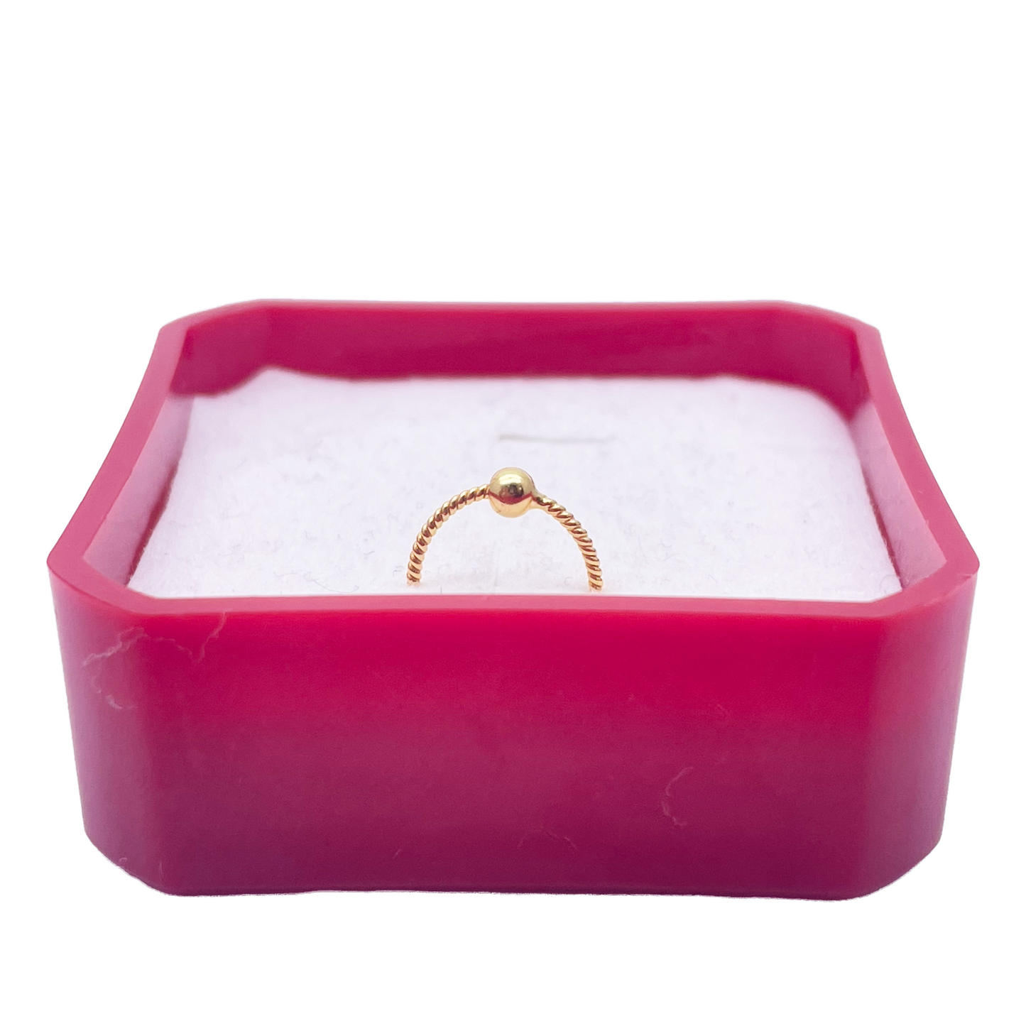 22kt geelgouden kleine touwachtige fijne neusring, diameter 8 mm
