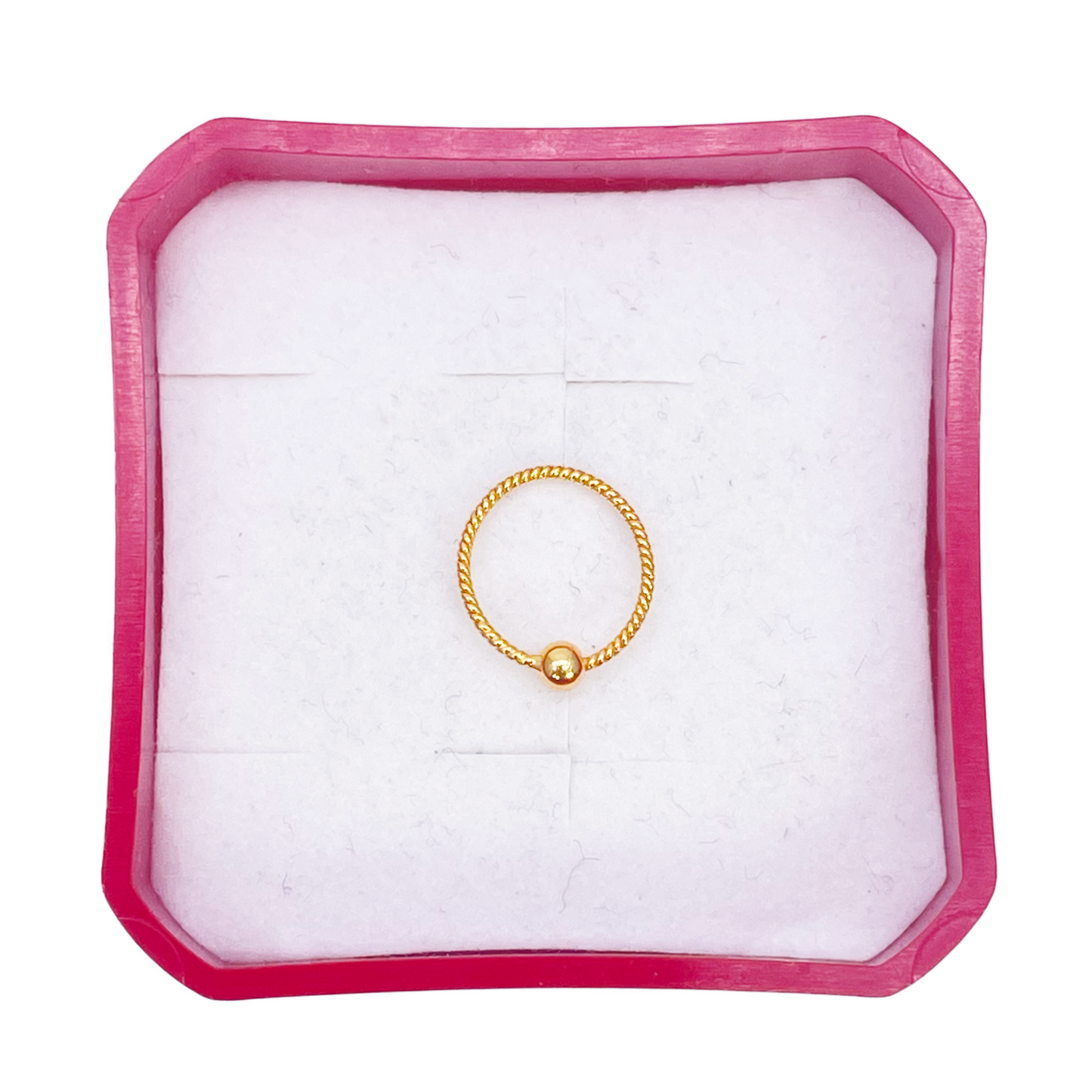 22kt geelgouden kleine touwachtige fijne neusring, diameter 8 mm