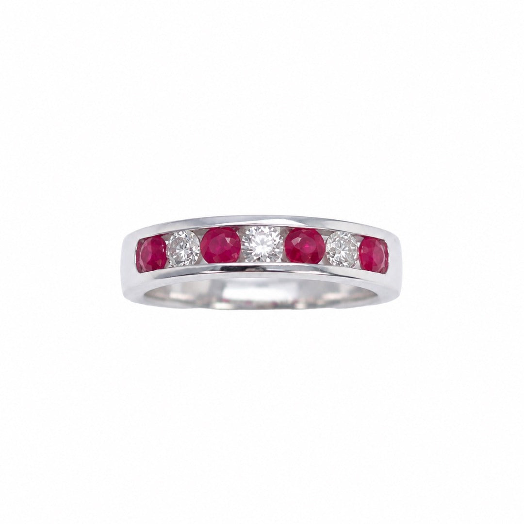 18ct White Gold Natural Ruby & Diamond Channel Band 0.85ct