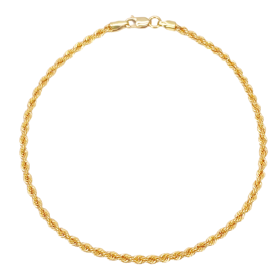 22 kt gouden touwketting armband lichtgewicht 7 inch 2,2 mm