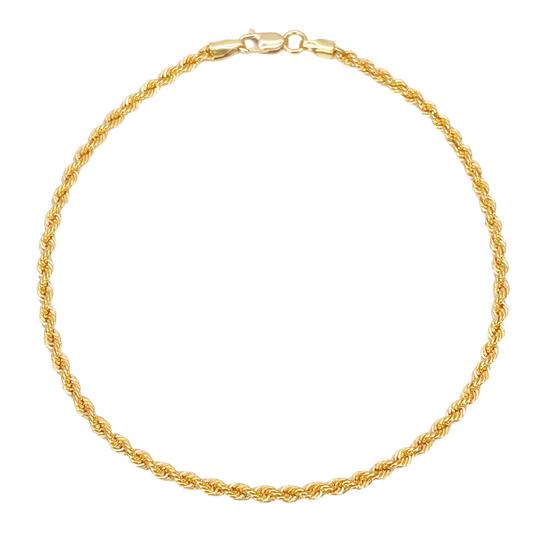 22 kt gouden touwketting armband lichtgewicht 7 inch 2,2 mm