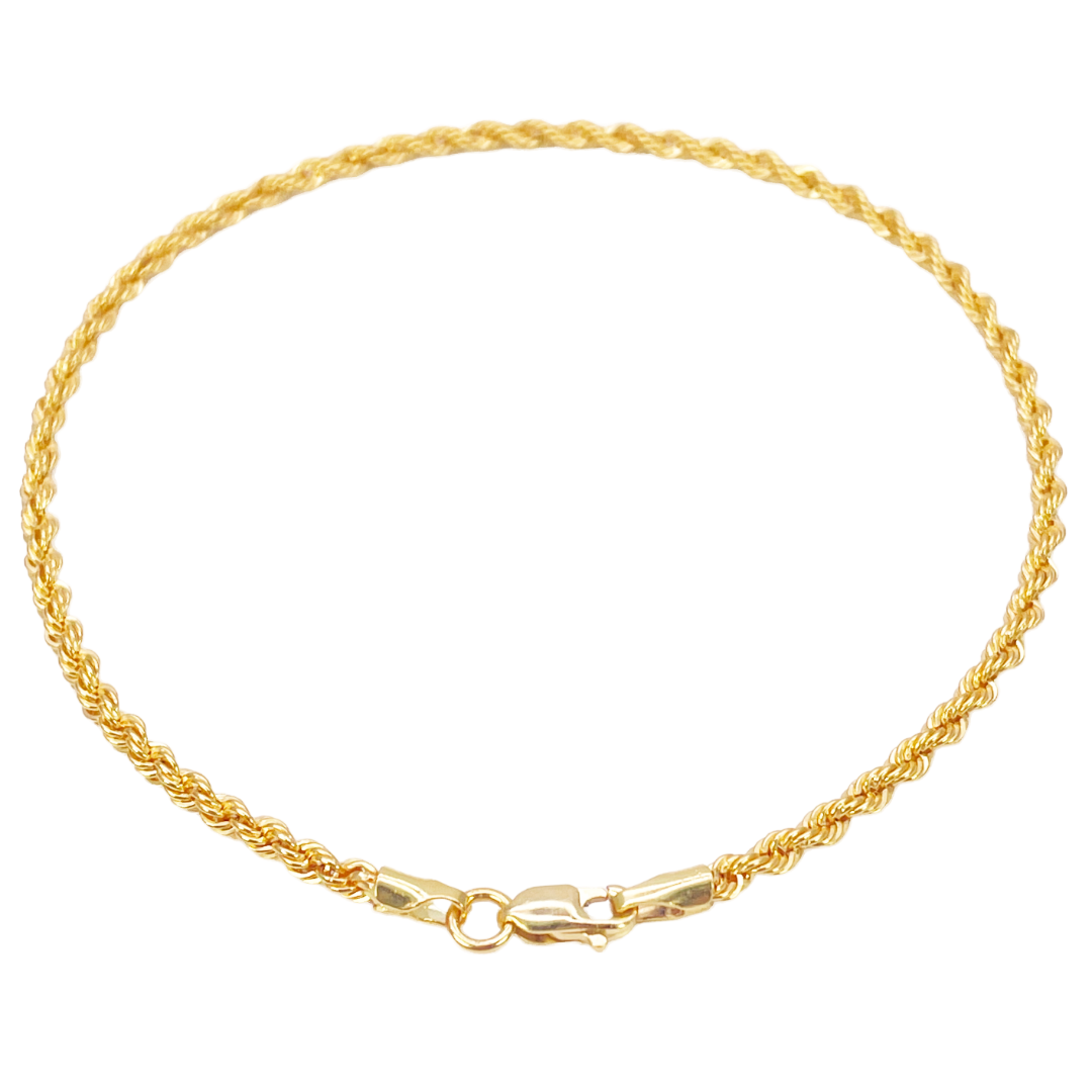 22 kt gouden touwketting armband lichtgewicht 7 inch 2,2 mm