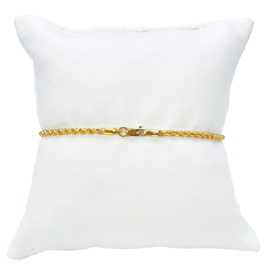 22 kt gouden touwketting armband lichtgewicht 7 inch 2,2 mm