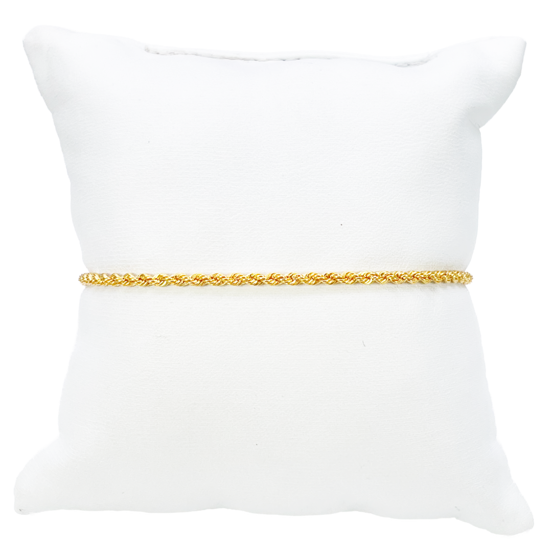 22 kt gouden touwketting armband lichtgewicht 7 inch 2,2 mm