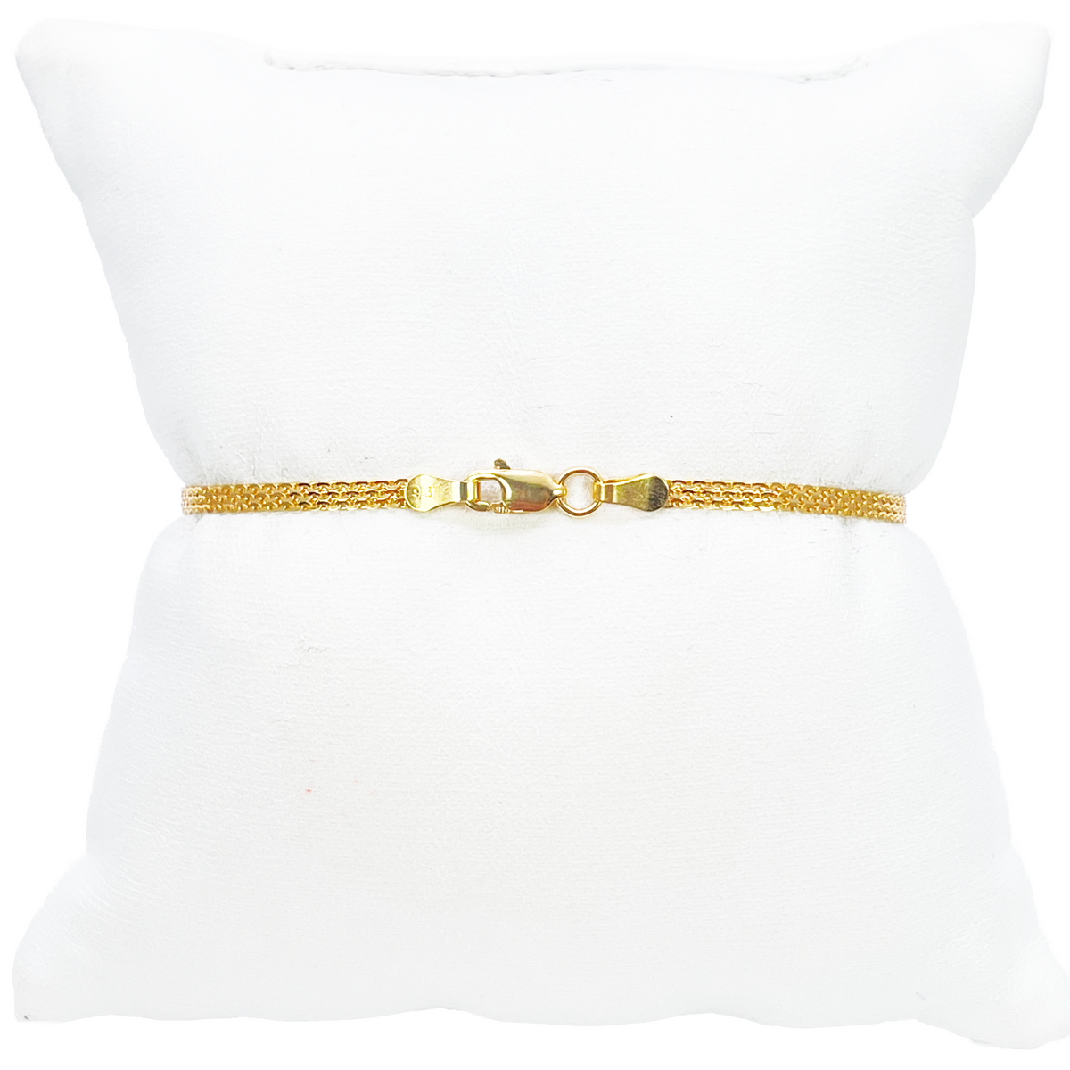 22ct Yellow Gold Flat Bismark Chain Bracelet 7 Inches High-Polished Minimalist