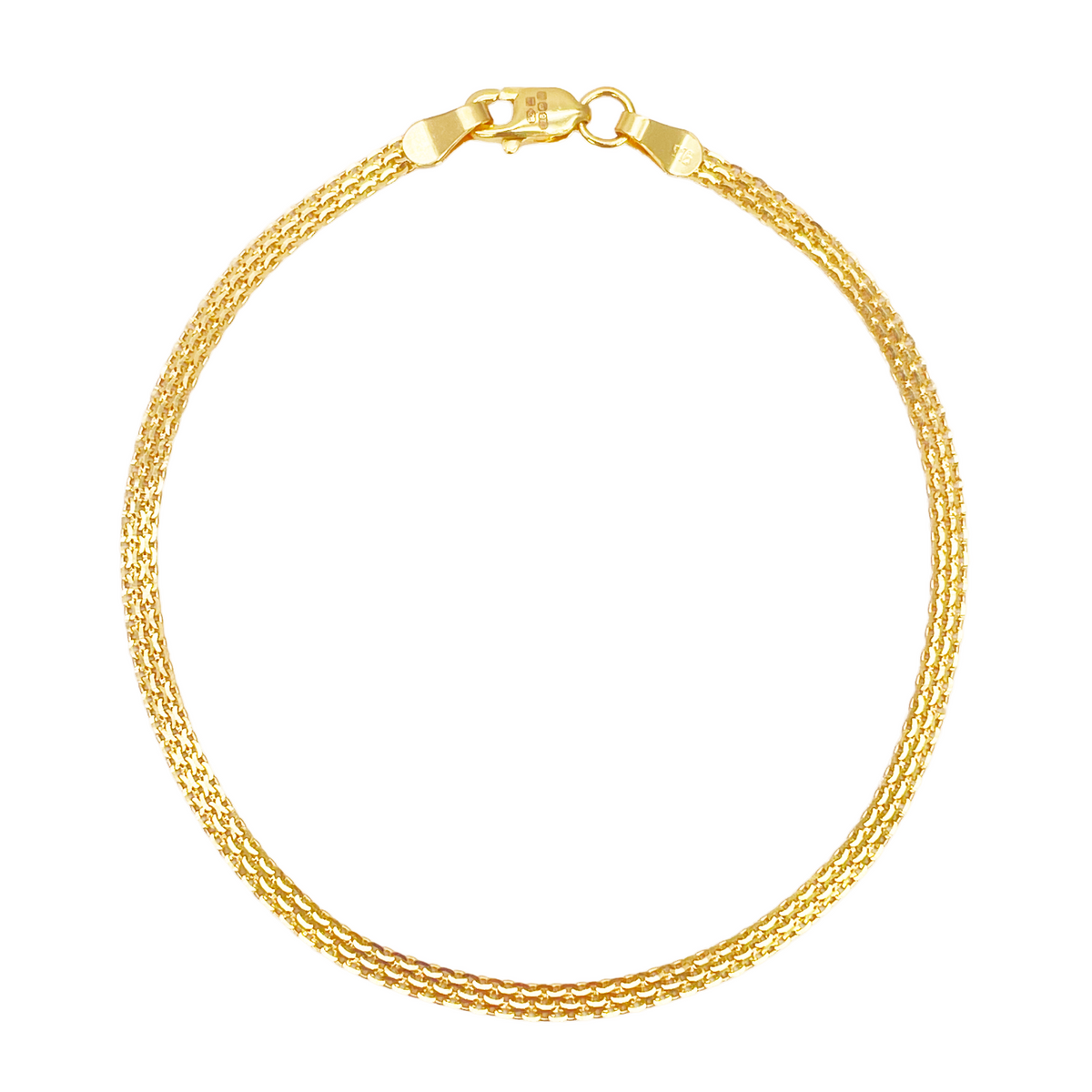 22ct Yellow Gold Flat Bismark Chain Bracelet 7 Inches High-Polished Minimalist