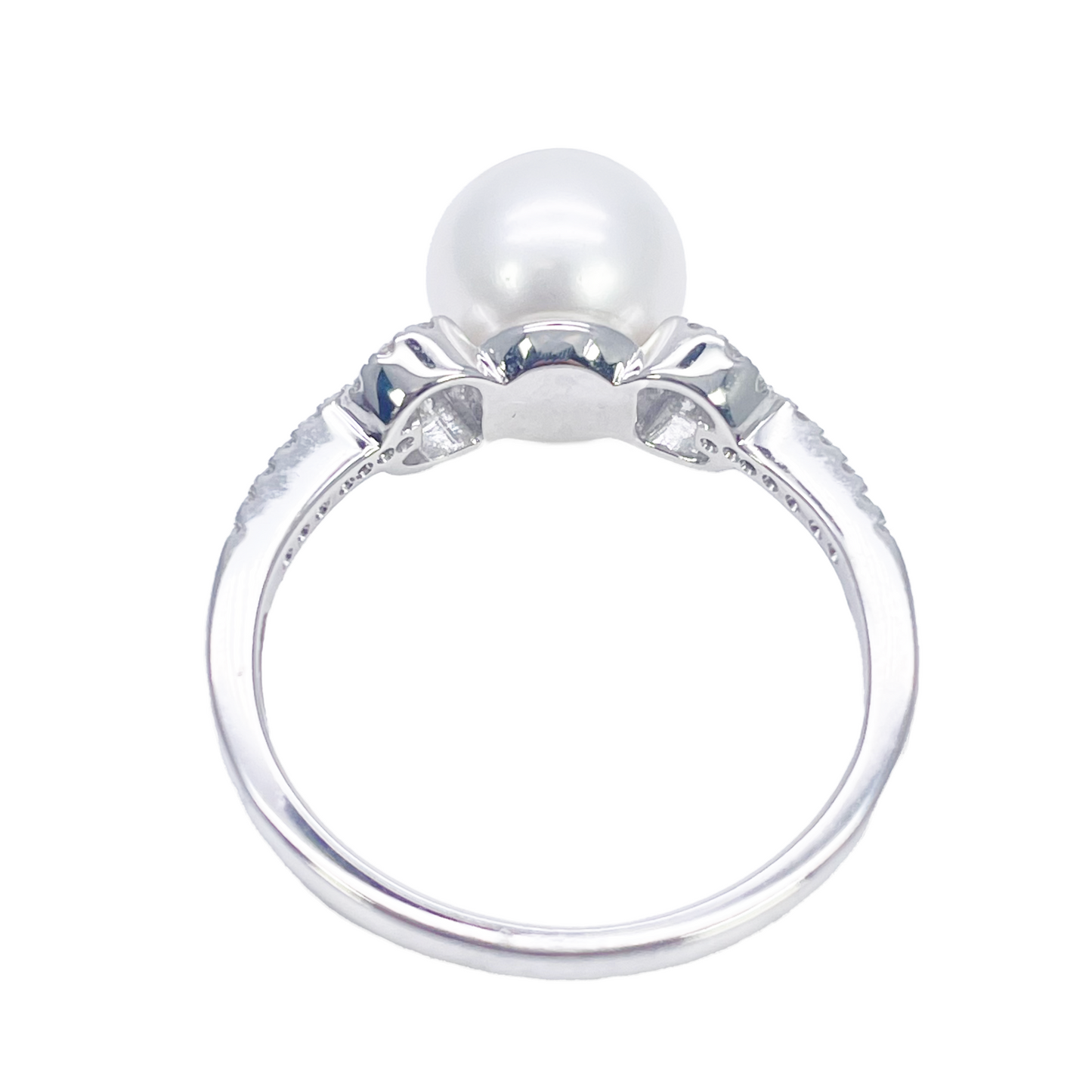 18-karaats gouden ring met zoetwaterparel en diamant, natuurlijke ronde slijpvorm 0,10ct