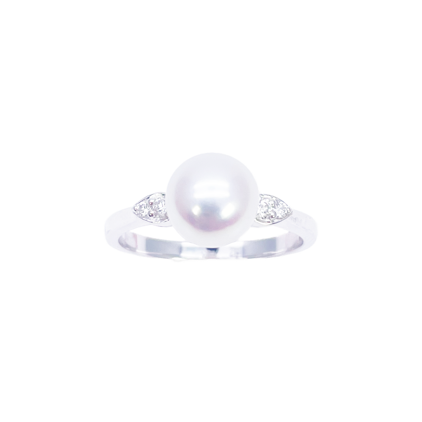 18-karaats gouden ring met zoetwaterparel en diamant, natuurlijke ronde slijpvorm 0,07ct