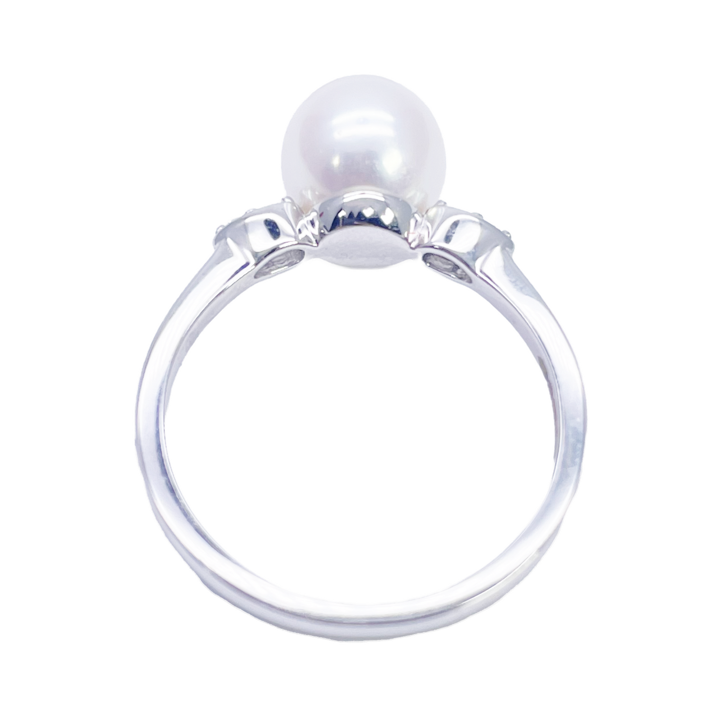 18-karaats gouden ring met zoetwaterparel en diamant, natuurlijke ronde slijpvorm 0,07ct