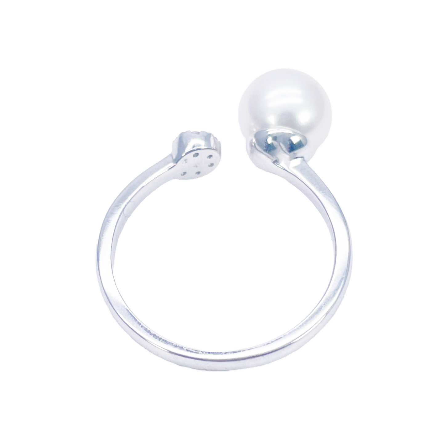 18kt Goud Zoetwaterparel Diamant Ring Natuurlijke Ronde 0,05ct