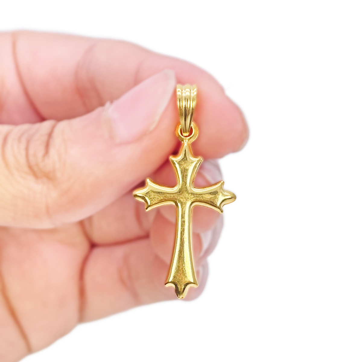 22kt Geelgoud Lichtgewicht Mat Kruis Hanger 33mm Lengte 16mm Breedte