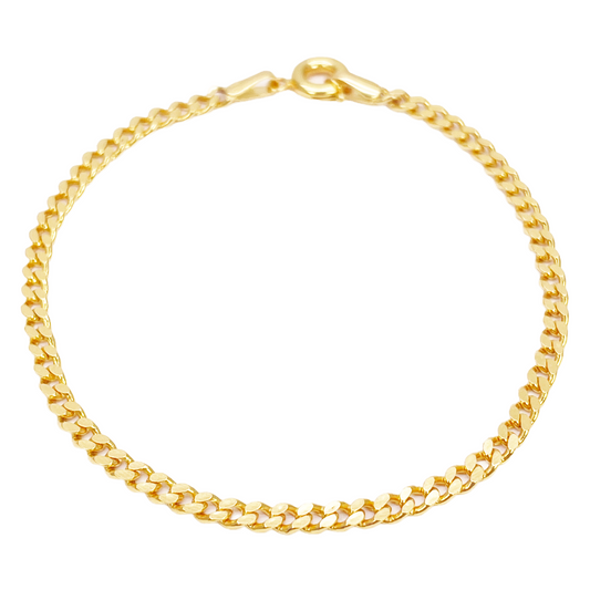 22kt Gouden Curb Schakel Armband Hoogglans Effen 6,8 Inch