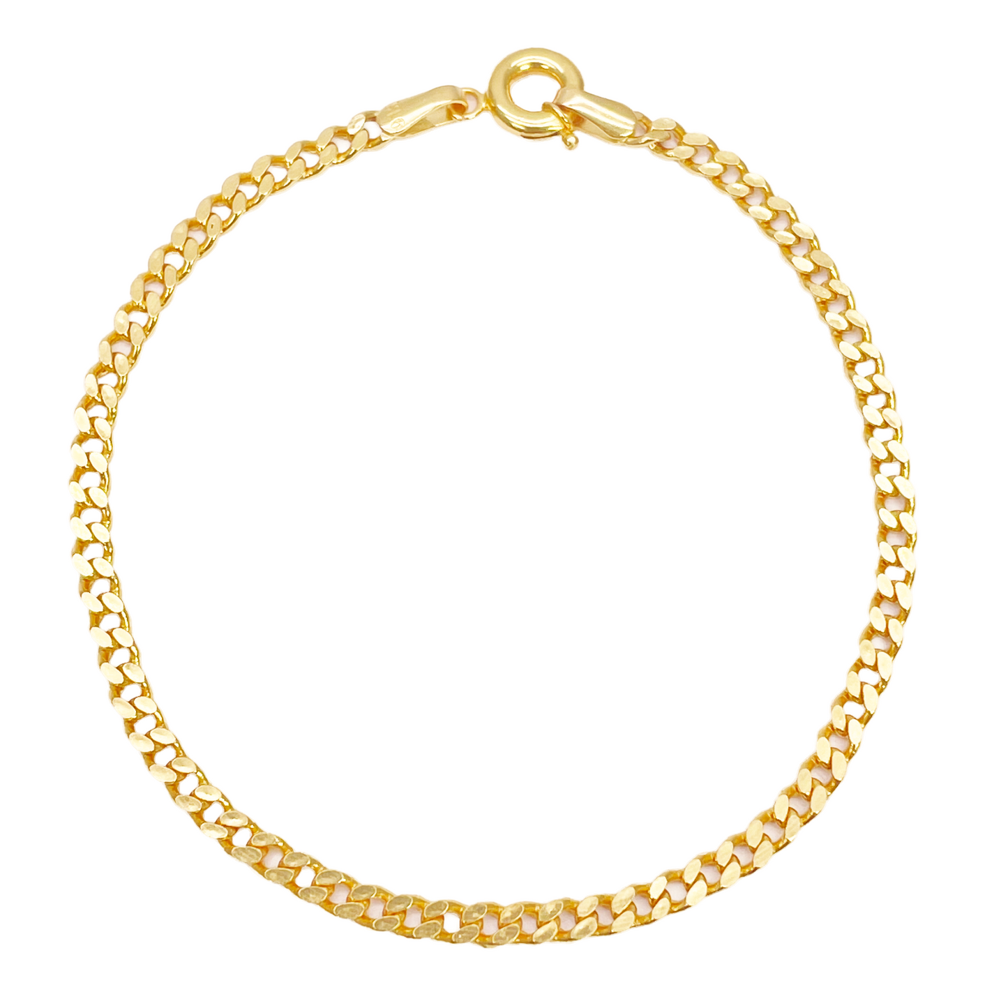 22kt Gouden Curb Schakel Armband Hoogglans Effen 6,8 Inch
