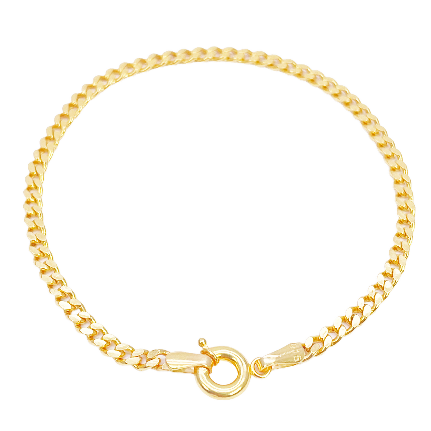 22kt Gouden Curb Schakel Armband Hoogglans Effen 6,8 Inch