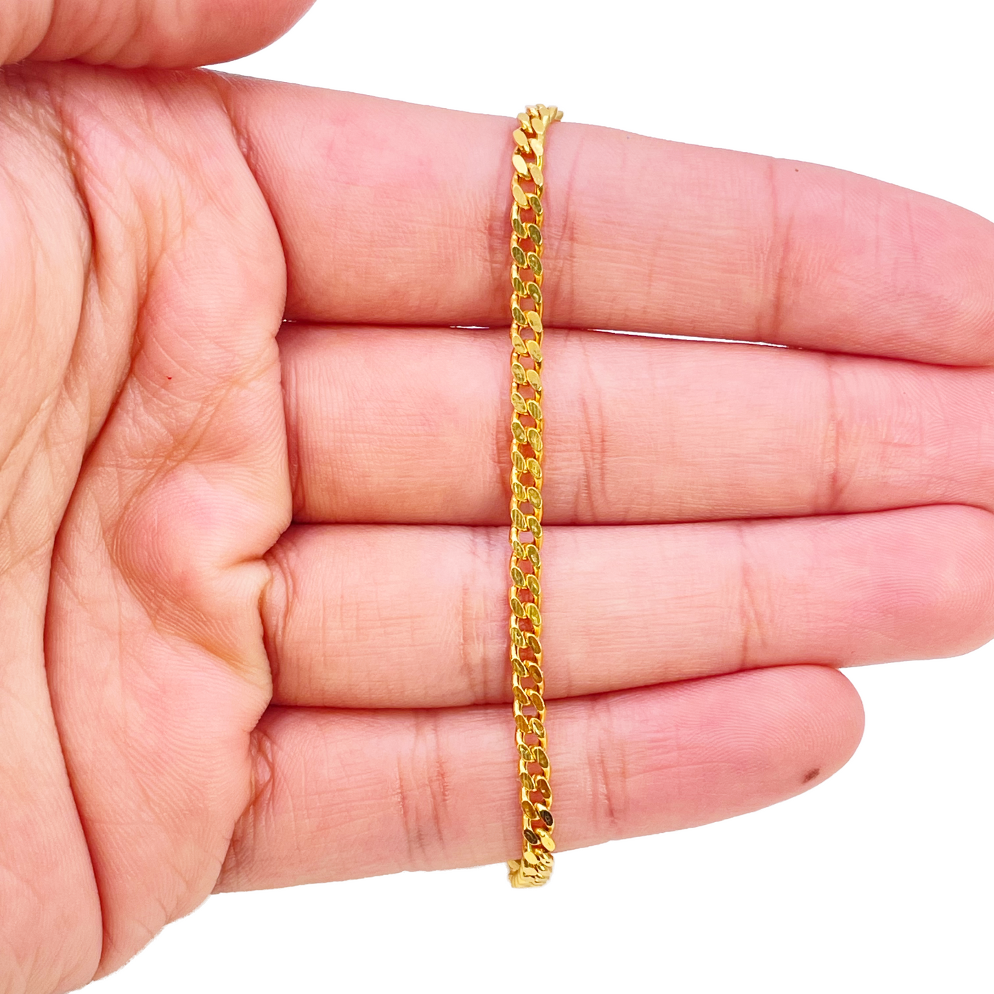 22kt Gouden Curb Schakel Armband Hoogglans Effen 6,8 Inch