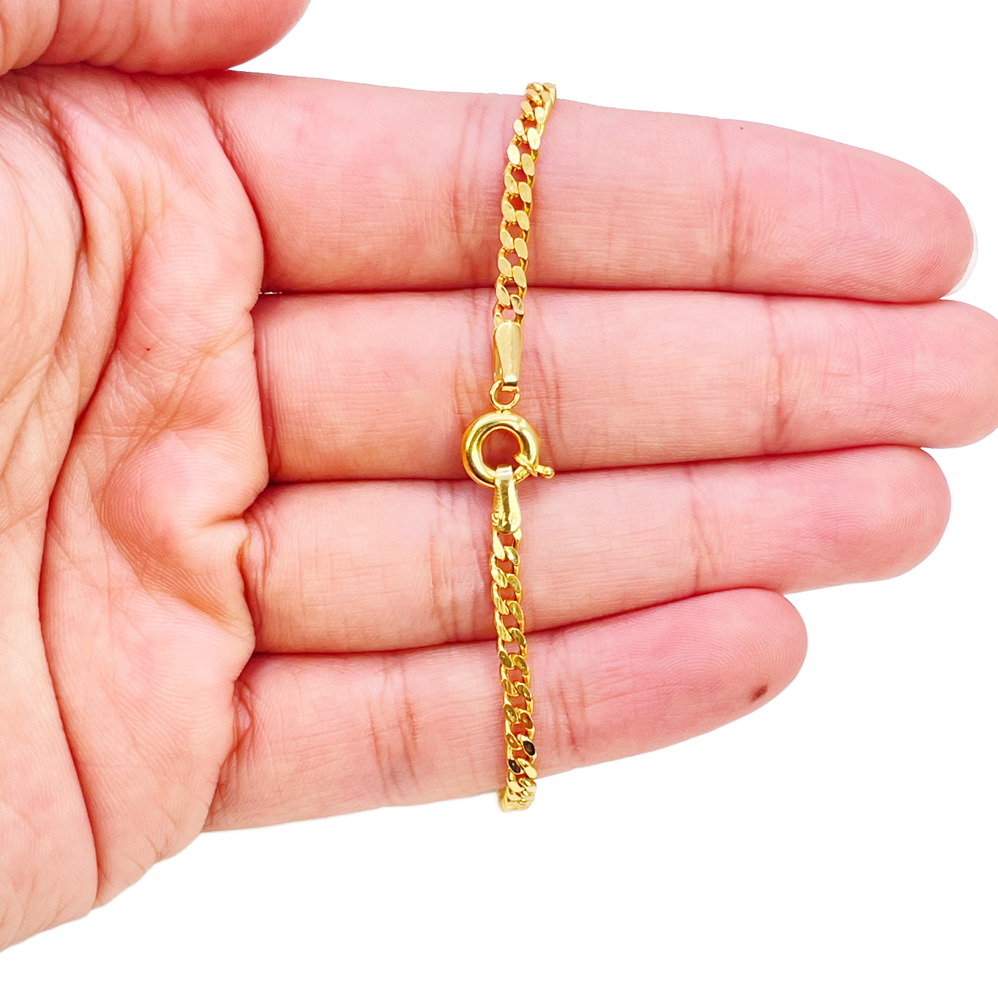 22kt Gouden Curb Schakel Armband Hoogglans Effen 6,8 Inch