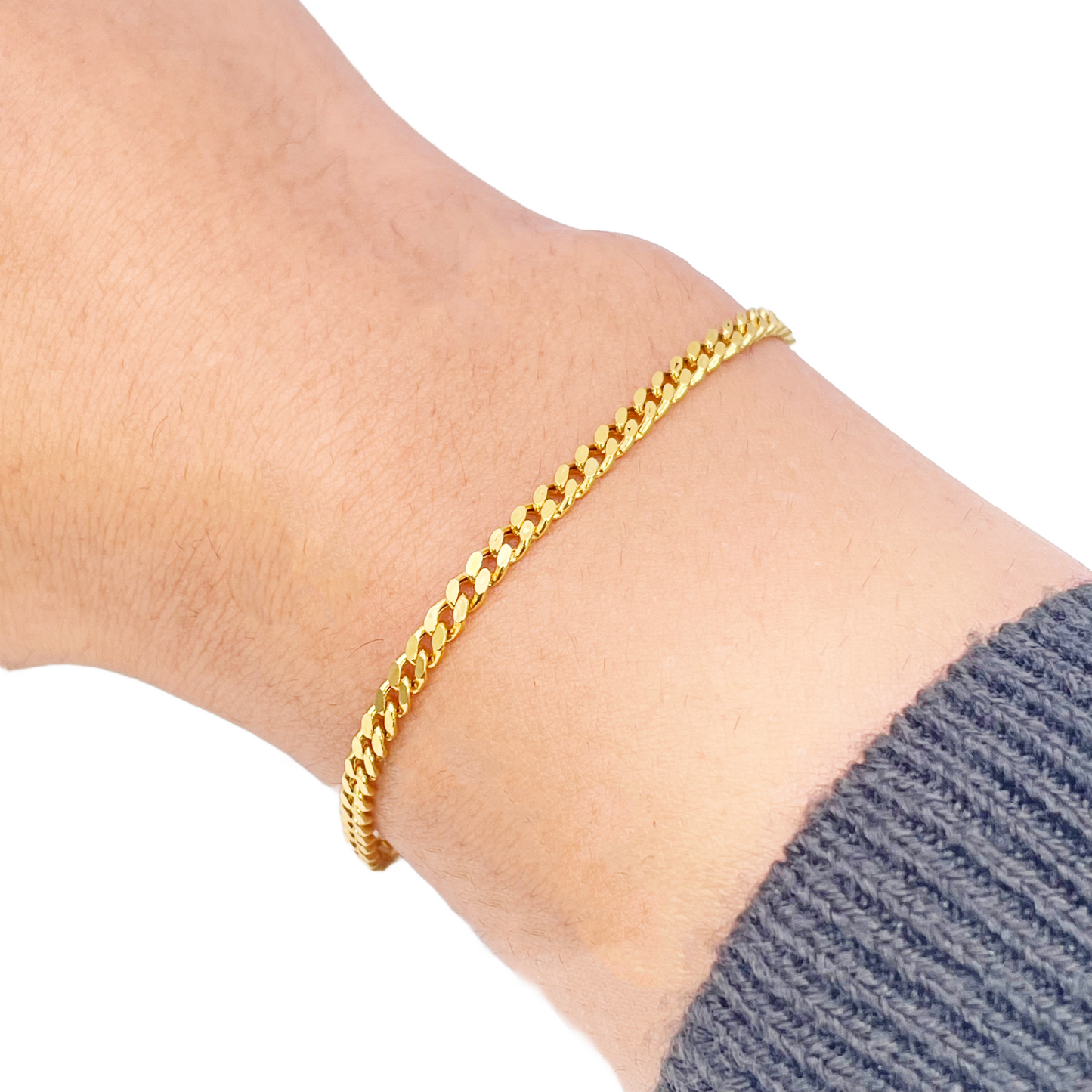 22kt Gouden Curb Schakel Armband Hoogglans Effen 6,8 Inch